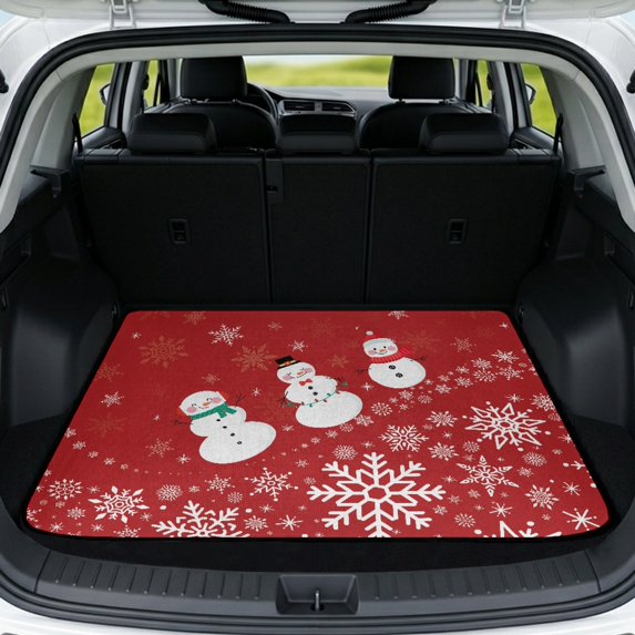 HUISEFOR Christmas Snowman Car Trunk Mat 29" x 39", Non Slip Cargo Liner Full Protection Auto Accessories Universal Fit for Most Suv and Cars