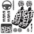 thumbnail image 1 of HUISEFOR Cow Print Car Seat Covers Full Set for Women Men Non Slip Including Steering Wheel Cover, Belt Cover, Center Console Cover, Breathable, Comfortable, Fit for Most Sedans SUVs, 1 of 5