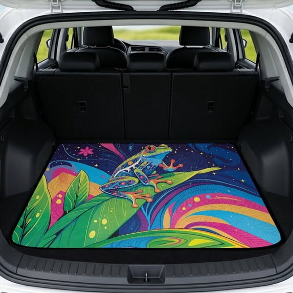 HUISEFOR Cute Frog Car Trunk Mat 29" x 39" Scratchproof Non-Slip All Weather Trunk Protection Cargo Liner Easy Installation for Car SUV Sedan Auto
