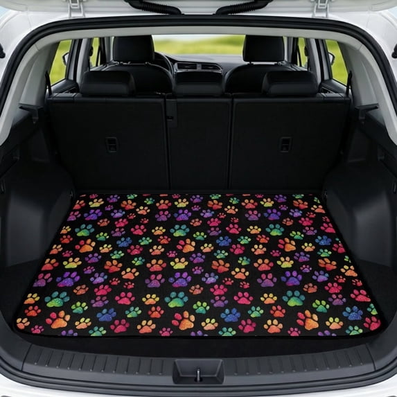 HUISEFOR Dog Paw Prints Car Trunk Mat 29" x 39" Waterproof Scratchproof Cargo Mat Rear Trunk Liner, Full Protection, Easy To Clean, Easy Installation, Fits for Most Cars SUV