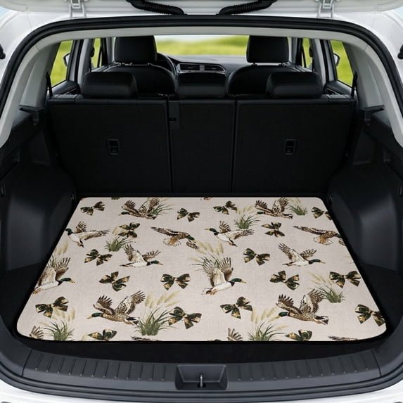 HUISEFOR Duck Camo Bow Car Trunk Mat 29" x 39", Anti-Scratch Rear Trunk Liner Pet Cargo Protector Universal Fit for Most Cars SUV