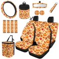 thumbnail image 1 of HUISEFOR Fall Maple Leaf Car Seat Cover Full Set Breathable Comfortable 15 Packs Set Including Steering Wheel Cover, Belt Cover, Garbage Can, Coasters, Fit for Most Cars, Auto, SUVs, 1 of 7