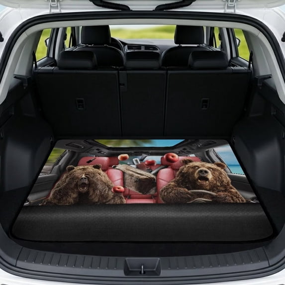 HUISEFOR Funny Bears Car Trunk Mat 29" x 39" Scratchproof Waterproof All Weather Trunk Protection Cargo Liner, Full Protection, Anti Slip, Easy To Clean, Universal Fit for Most Vehicle