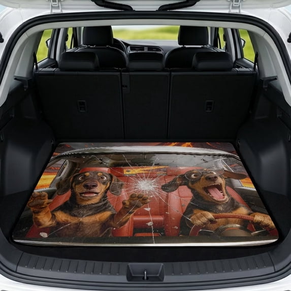 HUISEFOR Funny Dachshund Dog Car Trunk Mat 29" x 39" Waterproof All Weather Trunk Protection Cargo Liner, Easy To Clean, Anti-Scratch, Non-Slip, for Car SUV Sedan Auto