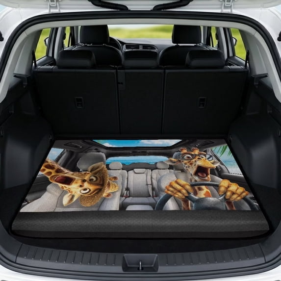 HUISEFOR Funny Giraffes Car Trunk Mat 29" x 39" Non-Slip Anti-Scratch All Weather Trunk Protection Cargo Liner, Waterproof, Full Protection, Easy Installation, Fits for Most Cars SUV