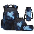 thumbnail image 1 of Bulopur Galaxy Blue Axolotl Kids School Backpack Set 4 Pcs Breathable Lightweight Kids School Bag with Lunch Bag, Pencil Case and Water Bottle Cover for Boys, 1 of 7