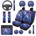 thumbnail image 1 of HUISEFOR Galaxy Dolphin Car Seat Cover Full Set of 14 Pcs Breathable Soft with Steering Wheel Cover, Belt Cover, Head Rest Protector, Scratch-Resistant, Elastic, Universal Fit for Cars SUV Trucks, 1 of 5