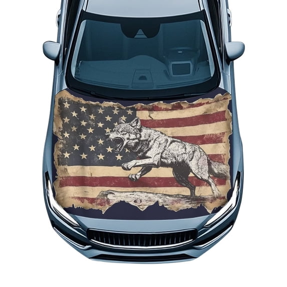HUISEFOR Galaxy Wolf Hood Covers for Cars All-Season Protection Car Hood Cover Protector Easy Installation Stretch Polyester Fabric Covers Universal Fit for Most Cars