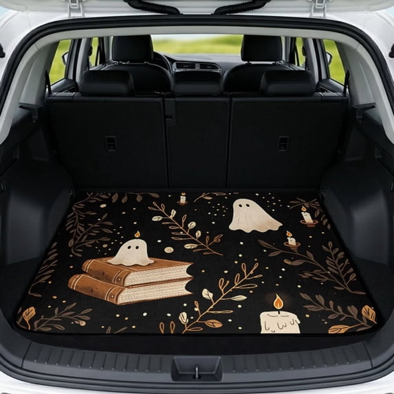 HUISEFOR Halloween Ghost Car Trunk Mat 29" x 39" Non-Slip Scratchproof Cargo Mat Rear Trunk Liner Easy Installation Cars Accessories for Car SUV Sedan Auto