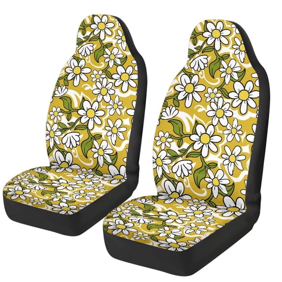 HUISEFOR Hippie Flower Car Seat Cover Breathable Soft Car Seat Covers Front Seats Only 2 Pack Comfortable Easy to Installation Universal Size Fit for Most Cars SUV