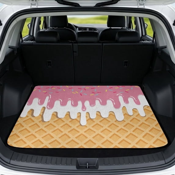HUISEFOR Ice Cream Car Trunk Mat for Women, 29" x 39" All Weather Trunk Protection Cargo Liner Anti-Scratch Easy To Clean Suitable for Most Cars SUV