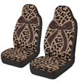 thumbnail image 1 of HUISEFOR Leopard Print Bow Car Seat Covers Soft Elastic Polyester Car Front Seat Covers 2 Pack, Comfortable, Non Slip, Easy to Installation, Universal Fit for Most Sedan SUV, 1 of 7