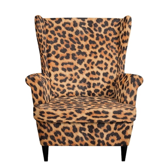 HUISEFOR Leopard Print Wing Chair Slipcovers, Stretchable Wingback Chair Covers, Anti‑Slip & Washable, Easy Installation, Furniture Protector for Living Room