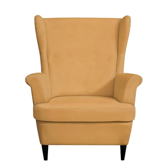 HUISEFOR Mustard Yellow Wing Chair Slipcovers, Soft Stretchable Armchair Protector, Non-Slip & Washable Furniture Cover for Pets, Kids & Living Room