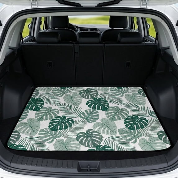 HUISEFOR Palm Leaves Car Trunk Mat Stylish All Weather Trunk Protection Cargo Liner 29" x 39" Easy Installation Universal Fit for Most Cars SUV