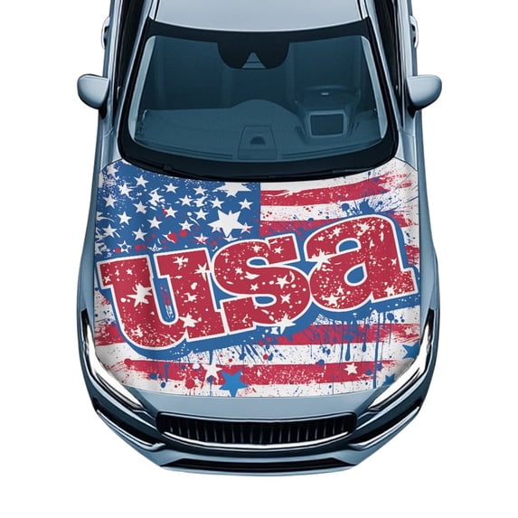 HUISEFOR Patriotic Car Hood Cover American Flag Hood Covers for Cars Soft Stretchable Cars Exterior Accessories Easy Installation Universal Fit for Most Cars