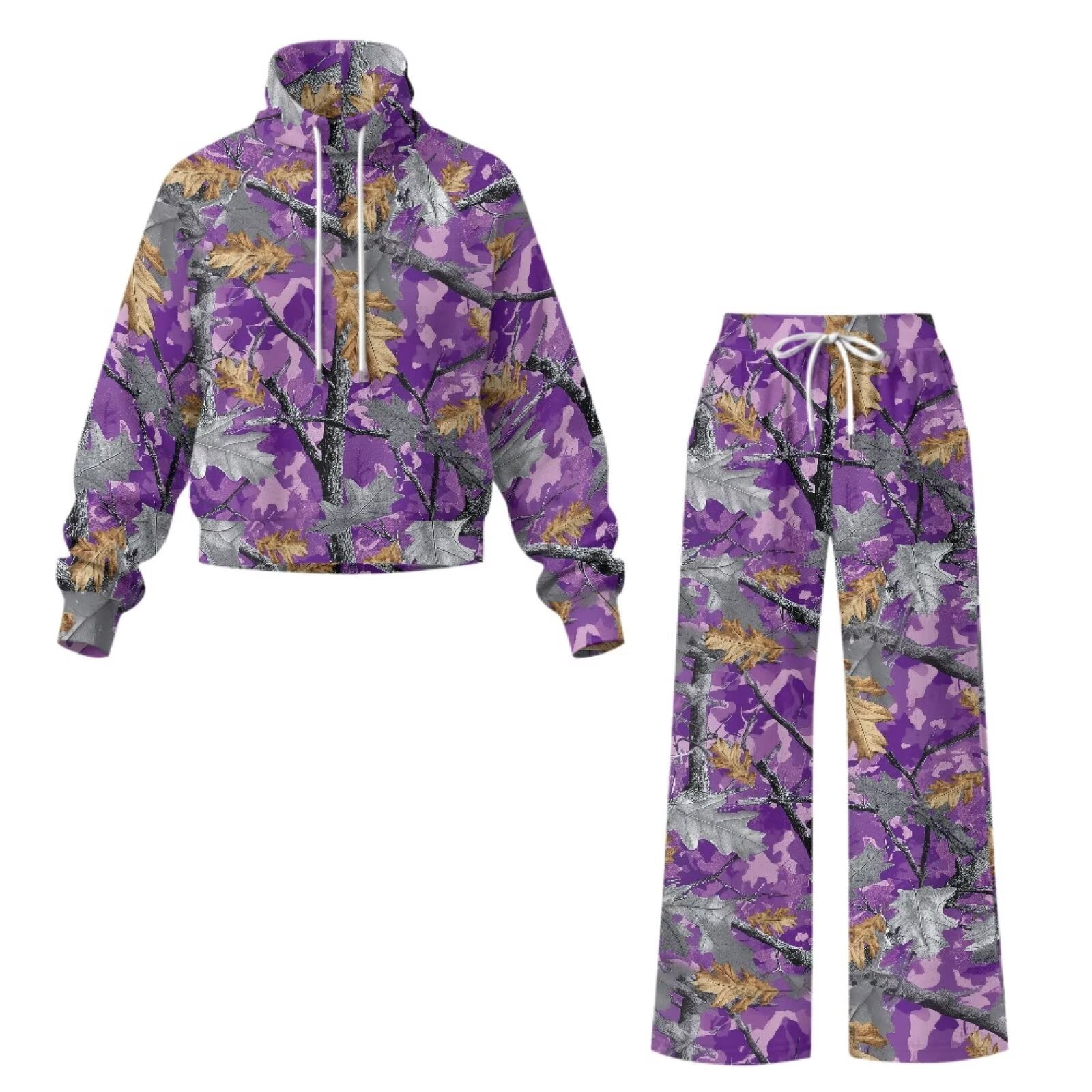 Puple Set Outfit HUISEFOR Purple Camo Hunting Sweatsuit Lounge Sets, Womens 2 Piece ...