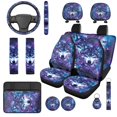 thumbnail image 1 of HUISEFOR Purple Galaxy Wolf Car Seat Cover Full Set of 14 Pcs Elastic Including Steering Wheel Cover, Belt Cover, Headrest Covers, Comfortable, Breathable, Universal Fit for Cars SUV Trucks, 1 of 5