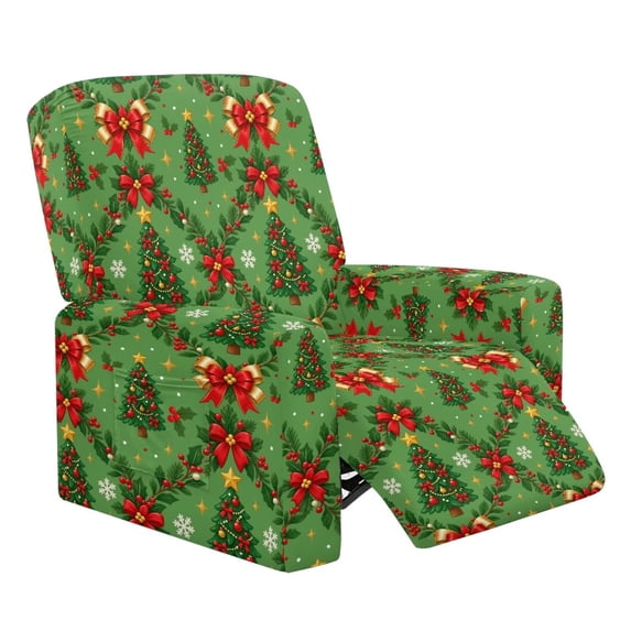 HUISEFOR Recliner Chair Cover, Christmas Tree Recliner Covers 4-Pieces, Wrinkle Free & Non-Slip, Scratch-Proof & Washable, Pet Friendly, Furniture Protector for Cats, Dogs
