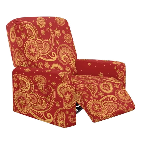 HUISEFOR Recliner Chair Cover, Paisley Snowflake Recliner Covers with Elastic Straps, Non-Slip & Wrinkle Resistant Furniture Protector, for Cats, Dogs, Kids, Living Room