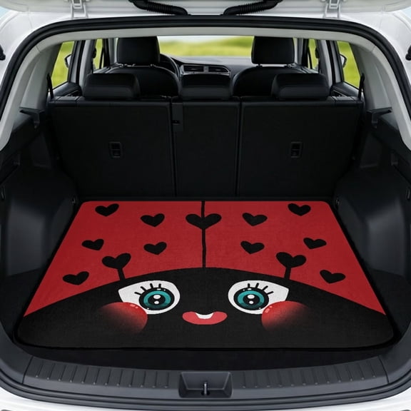 HUISEFOR Red Ladybug Universal Car Trunk Mat 29" x 39" – Cargo Liner Scratchproof Anti Slip, All Weather Trunk Protection for Cars, SUVs, Vans