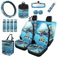 thumbnail image 1 of HUISEFOR Sea Turtle Car Seat Cover Full Set Breathable Scratch-Resistant 15 Packs Set Including Car Steering Wheel Cover, Belt Cover, Air Vent Storage Bag, Fit for Most Sedans SUVs, 1 of 7