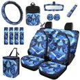 thumbnail image 1 of HUISEFOR Sea Turtle Car Seat Cover Full Set Suitable for Most Cars SUV Steering Wheel Cover Seat Belt Cover Garbage Can Air Vent Storage Bag Rear View Mirror Cover Car Coasters, 1 of 7