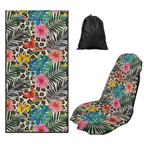 HUISEFOR Tropical Plants Car Towel Seat Cover Breathable Non-Slip Car Seat Cover Protector Removable Automotive Accessories for Cars SUV Trucks
