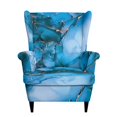 thumbnail image 1 of HUISEFOR Wing Chair Slipcovers, Stretch Wingback Armchair Slipcover, 2 Piece, 1 Wing Cover & 1 Cushion Cover, Anti‑Slip, Easy to Install, Furniture Protector, Blue Gold Marble, 1 of 7