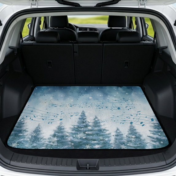 HUISEFOR Winter Pine Car Trunk Mat 29" x 39", Universal Cargo Liner Full Protection, Scratchproof Easy Clean Fits for Most Cars SUV