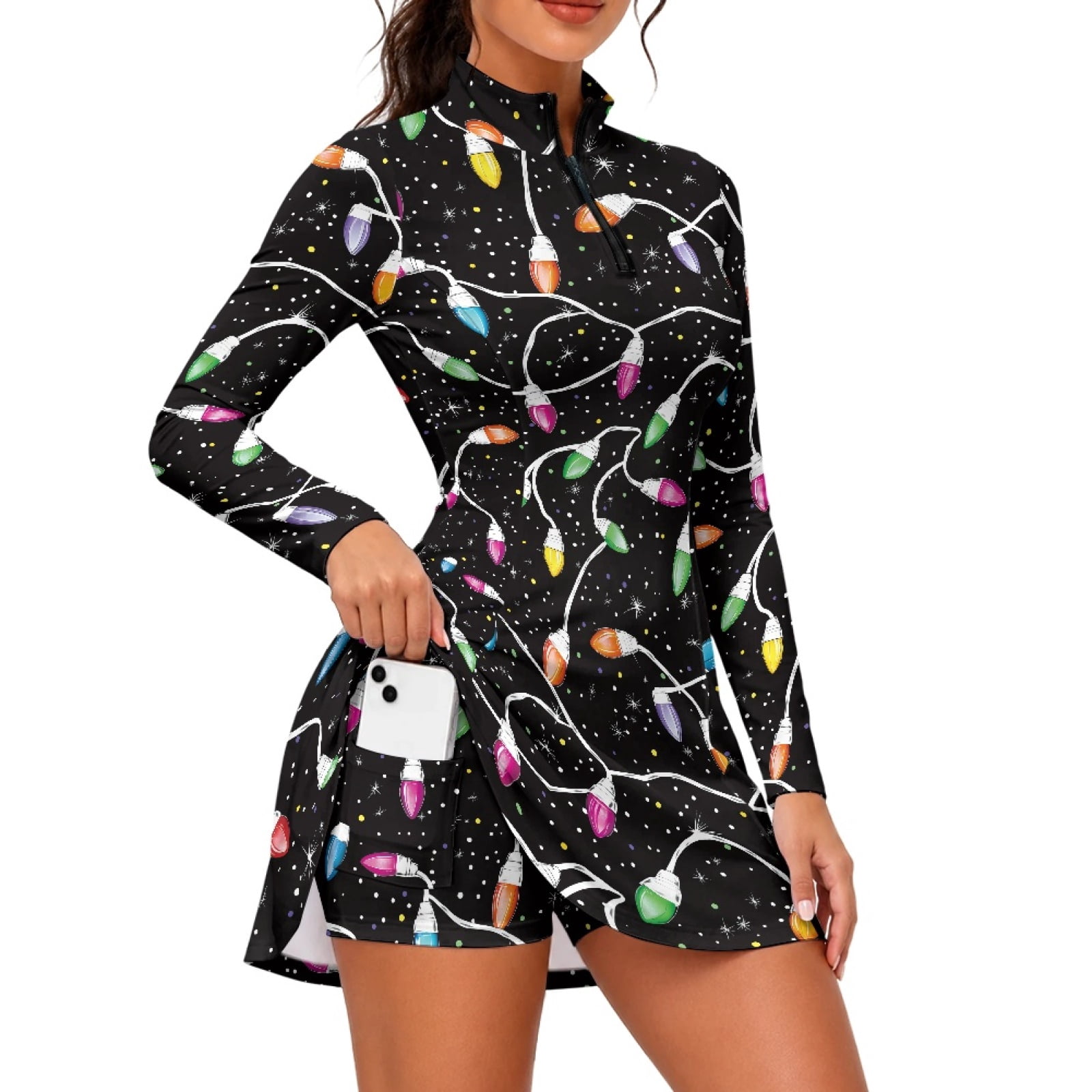 HUISEFOR Womens Golf Dresses Slim Fit Long Sleeve Quarter Zip Sports ...
