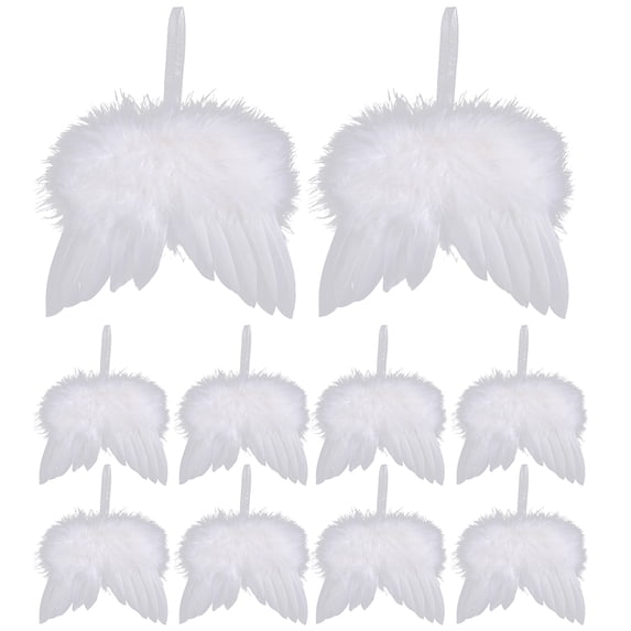 HUISZJ 10 Pcs White Angel Mini Christmas Tree Decoration Angel Wing Decor Supplies (Wing)