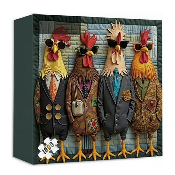 HUISZJ 1000 Pieces Fashionable Rooster Art Puzzle, Challenging Difficult Animal Puzzles, Creative Rooster Art Challenge Puzzle for Imagination and Positivity