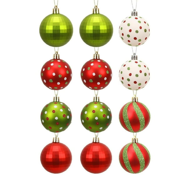 HUISZJ 12pcs Christmas Ball Christmas Decorations,Shatterproof Xmas Tree Decorations Balls, Matte Multicolor Premium Plastic Ball for Party Home Decor