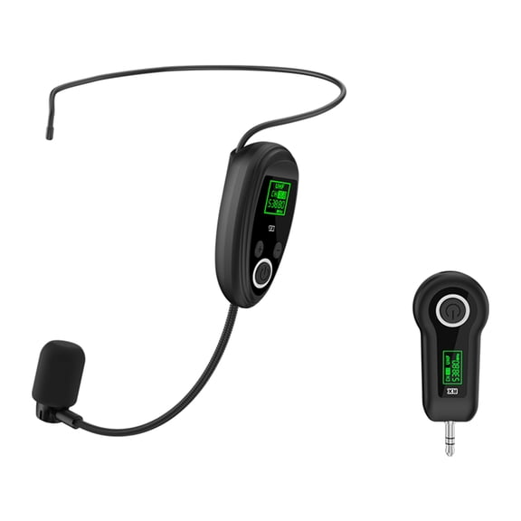 HUISZJ 2.4G Wireless Headset Mics, 2 in 1 Head Handheld Mic with Receiver, Wireless Microphone Set Transmitter 164ft Range for Singing Teachers Coaches