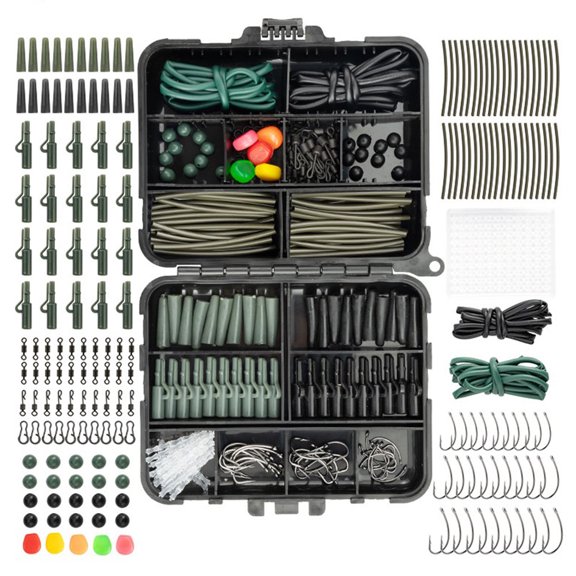 HUISZJ 277Pcs Carp Fishing Lures, Fishing Lure Set with Storage Box, Fishing Lures Accessories RustProof Swivels Terminal Rigs for Bass Trout