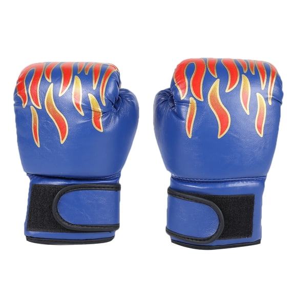 HUISZJ 2pcs Kickboxing Gloves,Blue Flame Pattern PU Leather Boxing Gloves, Kickboxing Mitts for Muay Thai MMA