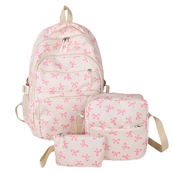 HUISZJ 3pcs School Backpack, Trendy School Backpack Set, Primary Secondary College Teenage Backpack for Work Travel School (Pink)