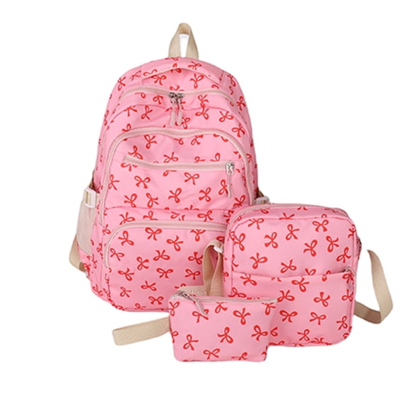 HUISZJ 3pcs School Backpack, Trendy School Backpack Set, Primary Secondary College Teenage Backpack for Work Travel School (Red)
