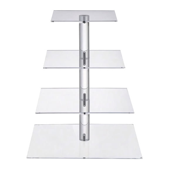 HUISZJ 4-Tier Square Acrylic Cupcake Stand, Cupcake Display Stand with LED Light, Dessert Tray for Birthday Party