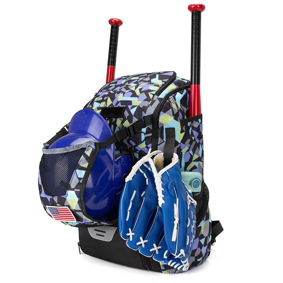 HUISZJ 43L Baseball Bag, Large Baseball Backpack with Side Pockets, Durable Softball Backpack with Shoe Compartment, Style 4