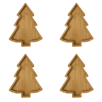 HUISZJ 4Pcs Christmas Tree Serving Trays - 10.9 inch Wooden Charcuterie Dessert Board - Christmas Tree Platter for Cheese Bread Christmas Supplies