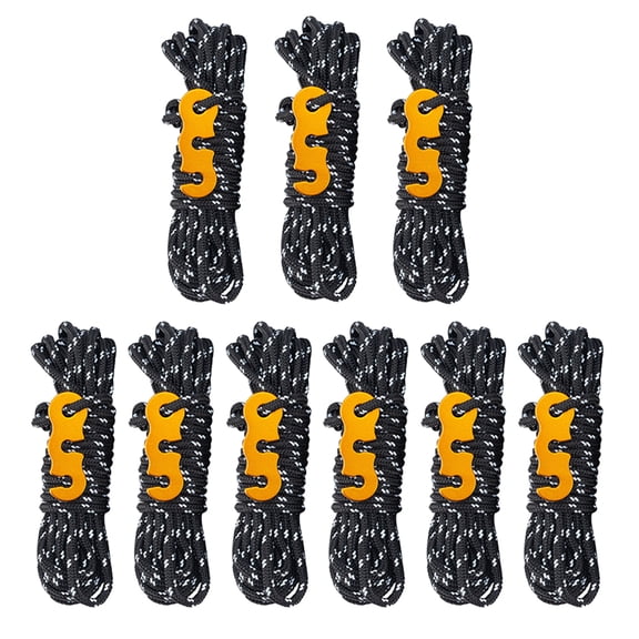 HUISZJ 8 Pack 3mm Reflective Camping Rope, Windproof Tent Rope Camping Accessory, Outdoor Tent Guy Ropes 13ft Tent Fixed Cord Line for Outdoor Hiking