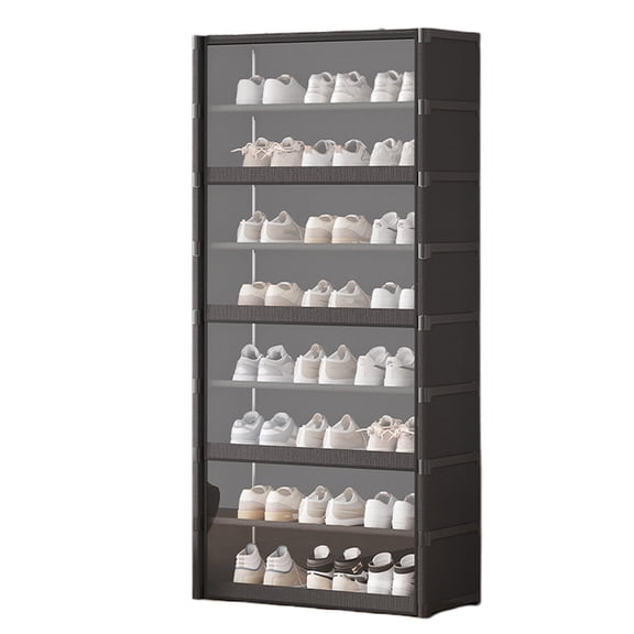 HUISZJ 9-Tier Vertical Shoe Rack, Dustproof Shoe Cabinet with Cover, Snacks Toys Shelf for Home