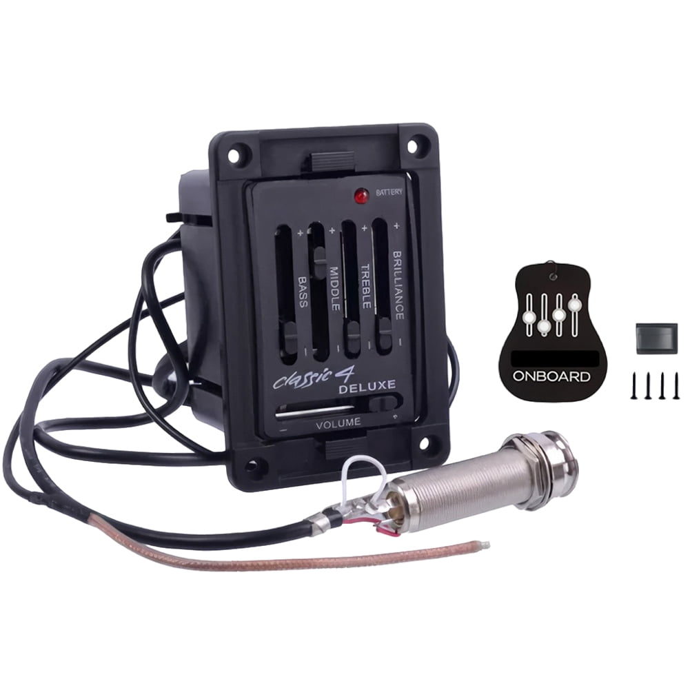 HUISZJ Acoustic Guitar Pickup, Preamp Amplifier Equalizer with Volume, Amplifier Equalizer Tuner Pickup Preamplifier