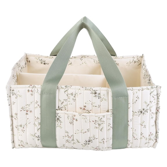 HUISZJ Baby Diaper Caddy Organizer, Large Capacity Storage Basket with Adjustable Divider, Quilted Nursery Diaper Bag for Mon Dad, style 2