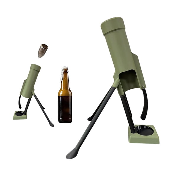 HUISZJ Beer Bottle Mortar Bottle Opener, Heavy-Duty Tactical Cap Launcher Hands-Free Push down Opener, 11.82x10.24x7.88inch Mortar Bottle Opener for Bar & Desk Decor (Green