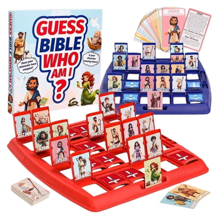 HUISZJ Board Games Guess Who I Am,Funny GuessBoard Game Who I Am, 24 Board Characters with Life Story & Verse for Family Party