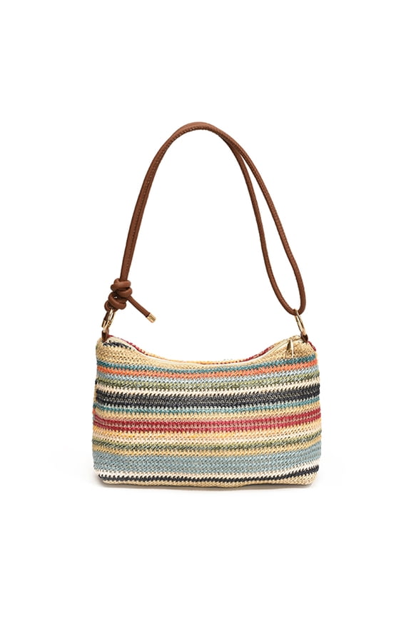 Bohemian Straw Shoulder Bag, Large Capacity Crossbody Bag, Stylish Knit Shoulder Bag for Work Date Bag (Multicolor)