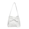 thumbnail image 1 of HUISZJ Bow Shoulder Bag, PU Tote Handbag, Underarm Bag Sling Bag for Work Travel Outdoor (White), 1 of 7